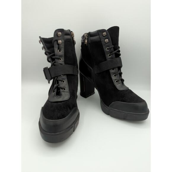 Atalina | AD9030 Heeled Lace Up Side Zip Ankle Bootie | Size 10 - Picture 1 of 9